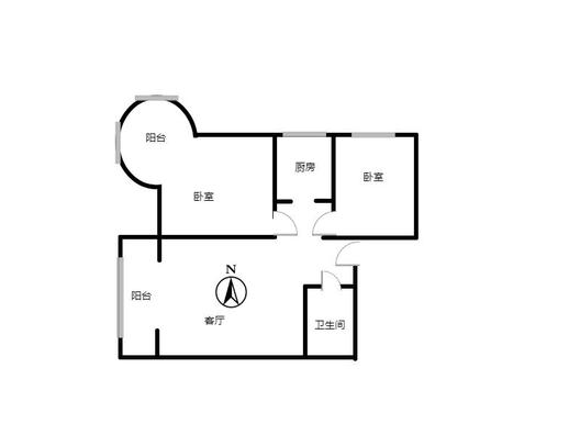 鸿盛凯旋门2室1厅1卫户型图