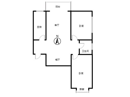 翡翠城（涿郡东区）2室2厅1卫户型图