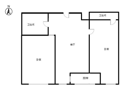 鸿盛凯旋门2室1厅2卫户型图