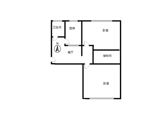 铁道部建厂局家属楼（机械总队家属院）2室1厅1卫户型图