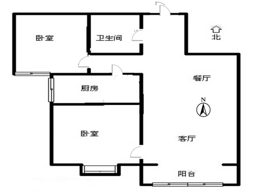 水岸花城2室2厅1卫户型图