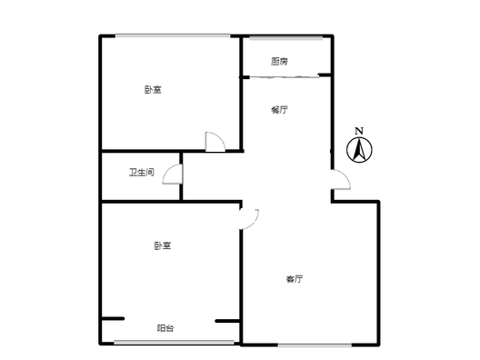 玫瑰嘉园2室2厅1卫户型图