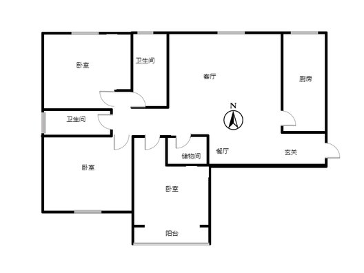 北京理想城3室2厅2卫户型图