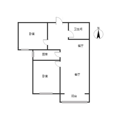 鹏渤印象城·牛津花园2室2厅1卫户型图