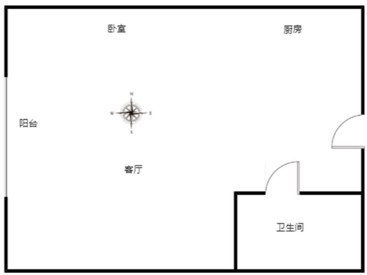 万科城际之光1室1厅1卫户型图