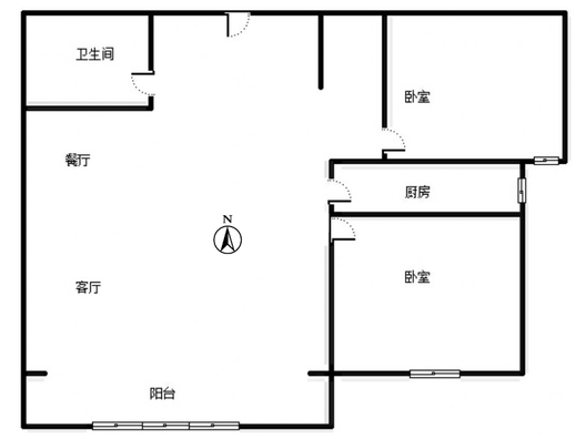 香邑溪谷玫瑰园2室2厅1卫户型图