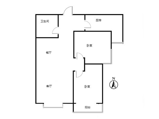 联合一号院2室2厅1卫户型图