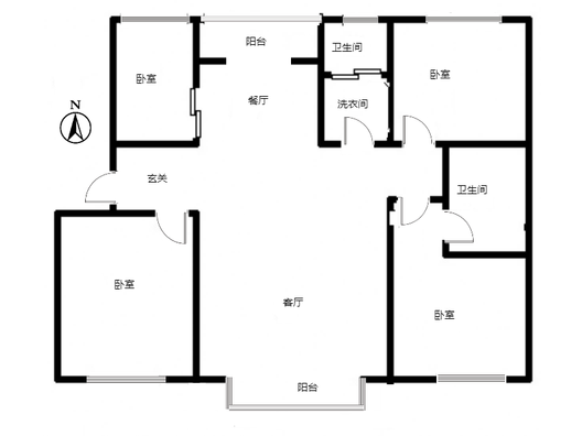 军欣家园3室2厅2卫户型图