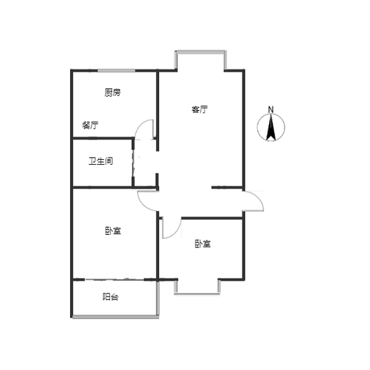 鹏润四季花园2室2厅1卫户型图