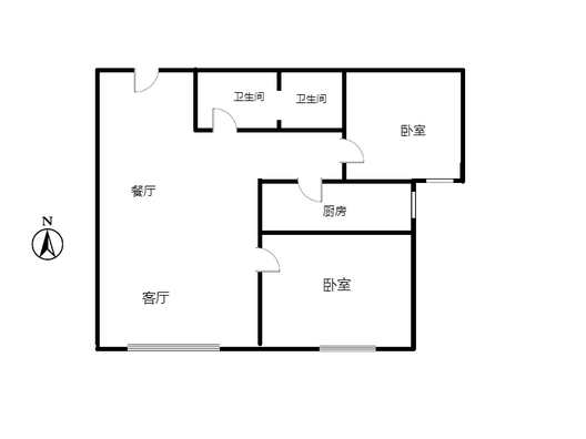 三利中和城一期2室2厅1卫户型图