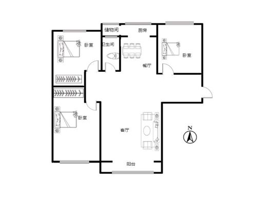 华融现代城3室2厅1卫户型图