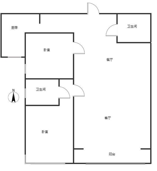 君临天下御景园2室2厅2卫户型图