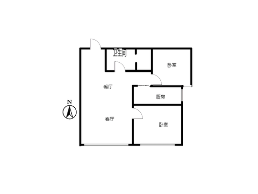 三利中和城二期西区（B区）2室2厅1卫户型图