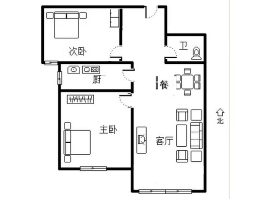 K2狮子城2室2厅1卫户型图