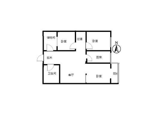 汇元上城3室1厅1卫户型图