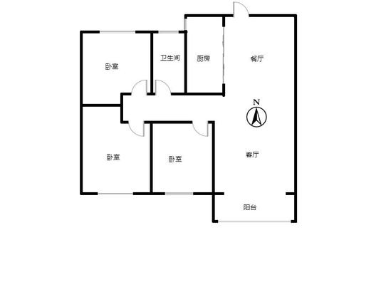 鸿坤理想尔湾3室2厅1卫户型图