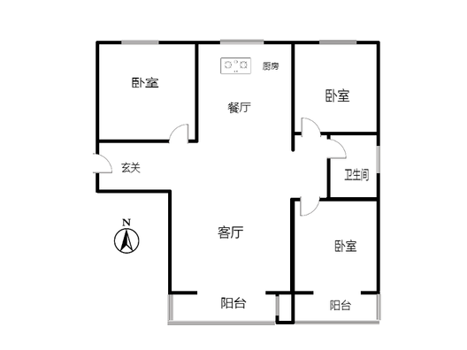 水榭春天3室2厅1卫户型图