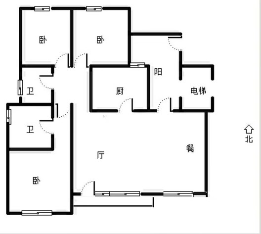 鸿坤理想湾3室2厅2卫户型图