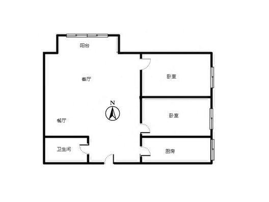 翡翠城（涿郡东区）2室2厅1卫户型图