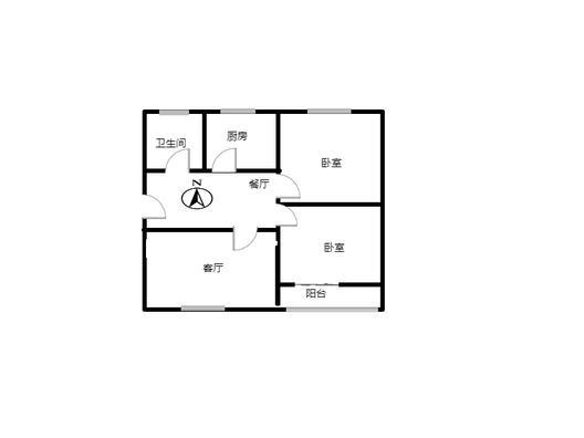 地质总局北院2室2厅1卫户型图