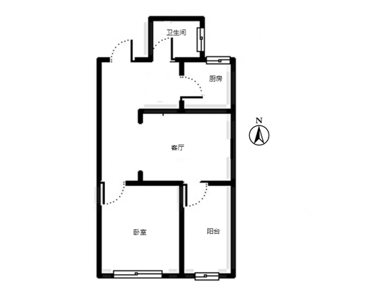 新加坡花园1室1厅1卫户型图