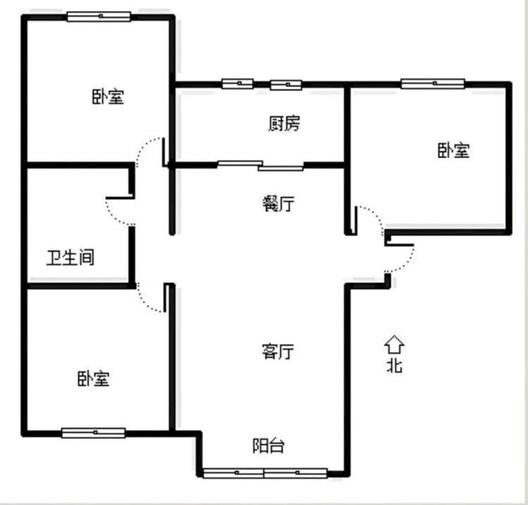 K2狮子城3室2厅1卫户型图