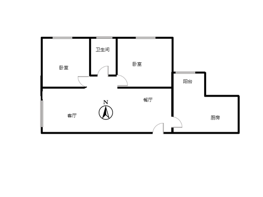 北京理想城2室2厅1卫户型图