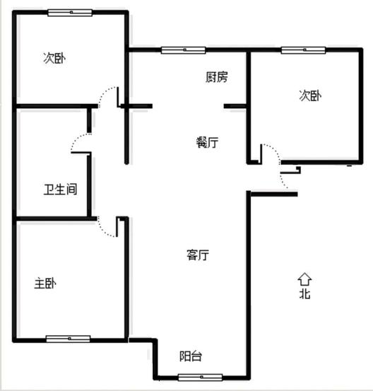 鸿坤理想湾3室2厅1卫户型图
