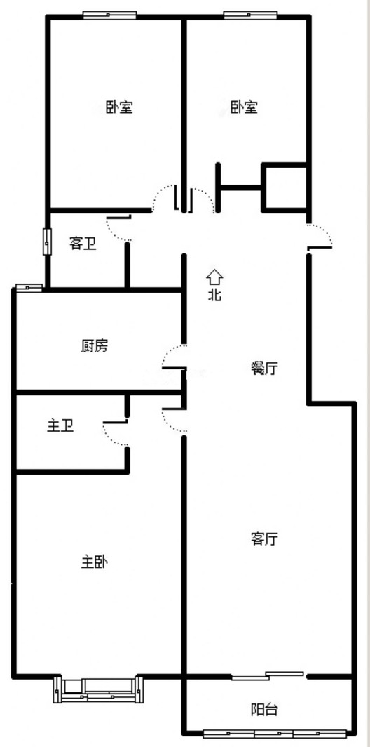 桃源新都孔雀城3室2厅1卫户型图