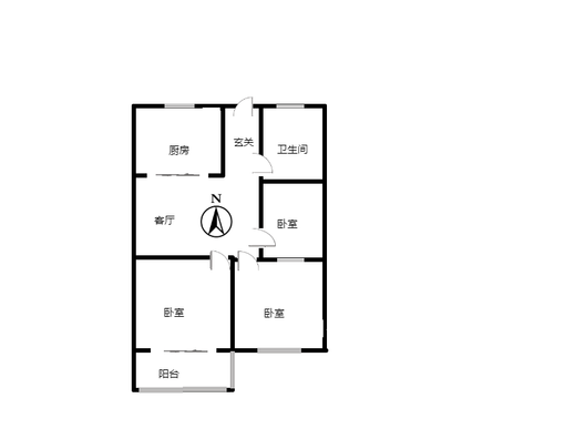 汇元国际3室1厅1卫户型图