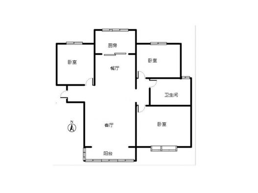 天伦湾一期3室2厅1卫户型图