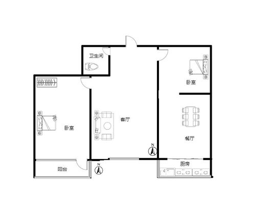 民政局小区2室2厅1卫户型图