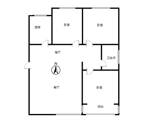 联合七号院3室2厅1卫户型图