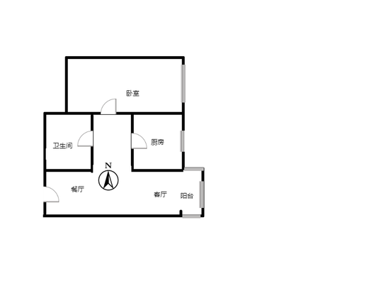 汇元新天地1室2厅1卫户型图