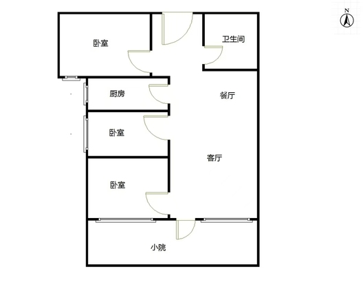 鸿坤理想湾3室2厅1卫户型图