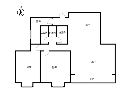 君临天下御景园2室2厅1卫户型图