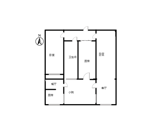 矿山局家属楼南院2室2厅1卫户型图