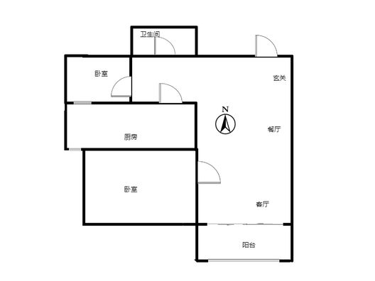 香港豪庭2室1厅1卫户型图