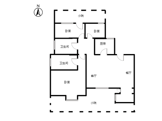 高铁新干线3室2厅2卫户型图
