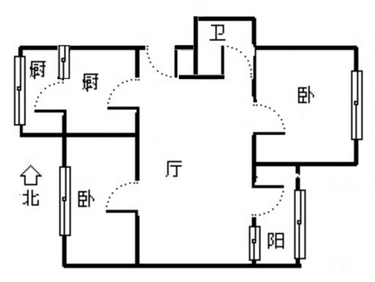 粮食局东关小区2室1厅1卫户型图