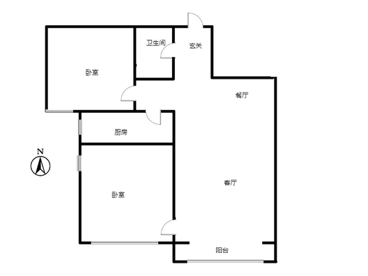 水岸花城2室2厅1卫户型图