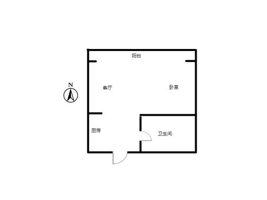 绅士大厦1室1厅1卫户型图