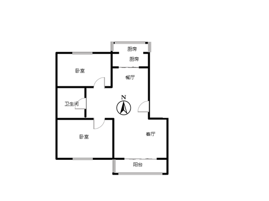 金冠家园2室2厅1卫户型图