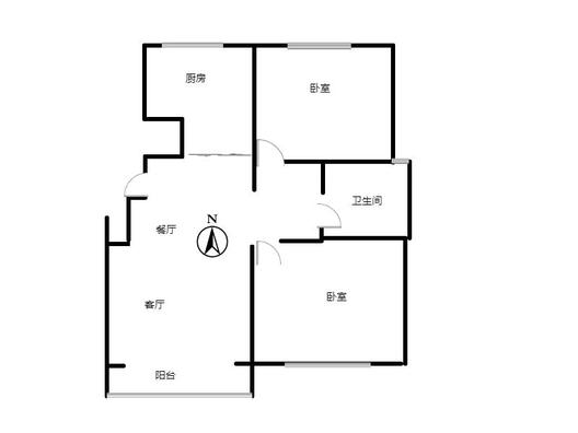 天地新城2室2厅1卫户型图