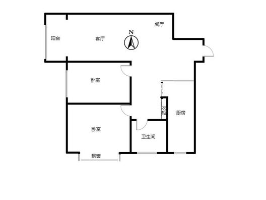 汇元新天地2室2厅1卫户型图