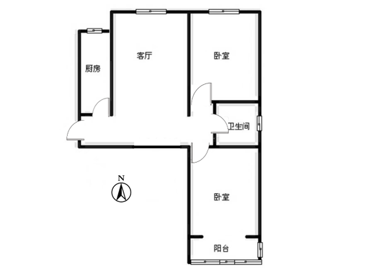 水岸花城2室1厅1卫户型图