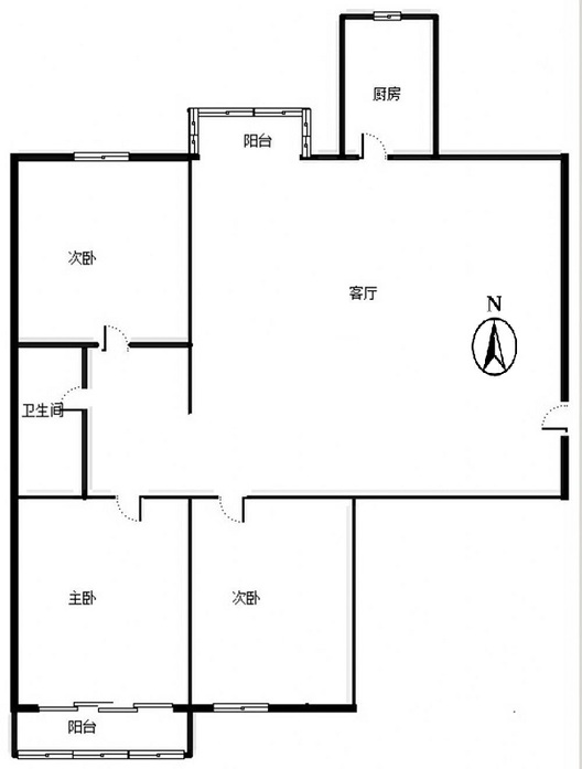 翔天万和城3室1厅1卫户型图