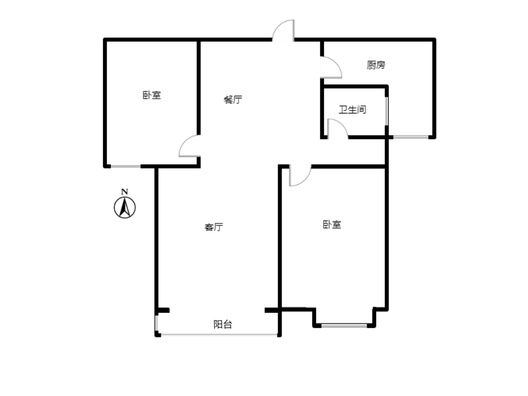 君临天下御景园2室2厅1卫户型图