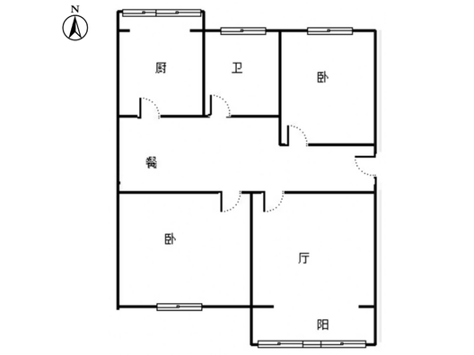 建厂局设计院家属楼2室2厅1卫户型图