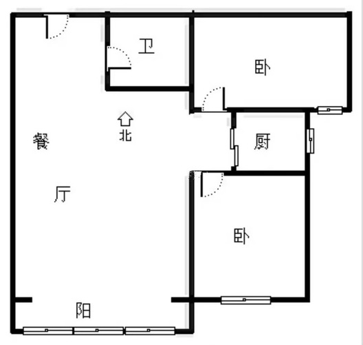 天保青花府2室2厅1卫户型图